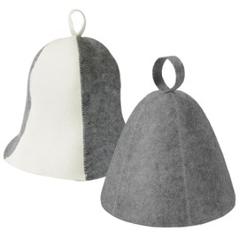 2-Pack Sauna Hat Sauna Cap Soft and Breathable Head Protection Ring Design for Easy Carrying and Storage Unisex Suitable for Hotel, Bathroom, Steam Bath Accessories (Grey/Off-White)