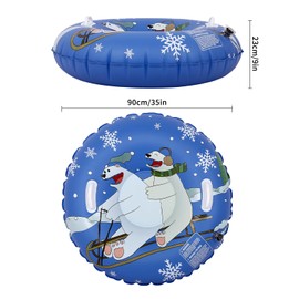 Gukasxi Inflatable Snow Tube Sledge 90cm Heavy Duty Snow Sled with Handles for Kids Adults Thickened Snow Tubes for Sledding Skating Skiing Winter Snow Toys