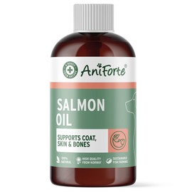 AniForte Premium Salmon Oil for Dogs, Cats, Horses & Pets 500ml - 100% Pure Natural Norwegian Fish Oil Supplement With Omega 3, 6 & EPA, DHA & ALA Fatty Acids, For Coat & Skin, Joints & Brain Health