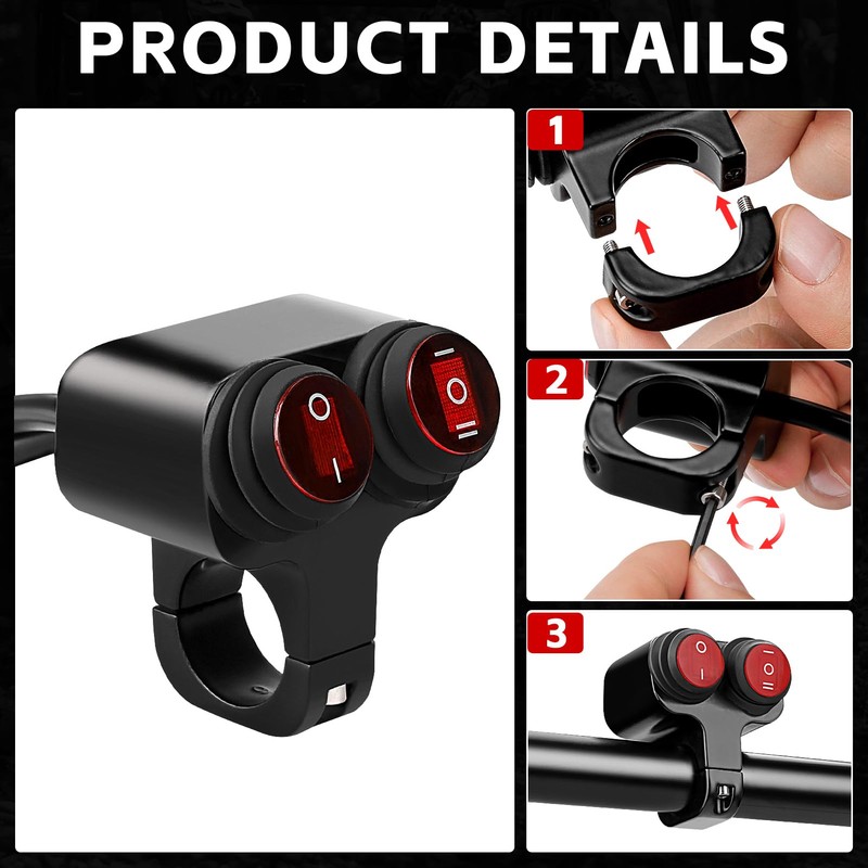 SOLLON 7/8” Waterproof Switch Motorcycle ATV Light Bar Switch 22mm