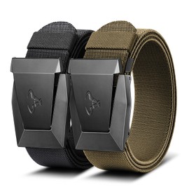 BULLIANT Men Belt,Tactical Stretch Belt Adjustable For Rigger Military Heavy Duty Work 1.5"-Cut For Fit(Black/Wood Thrush,32"-36" Waist Adjustable)