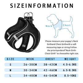 AiTodos® Black Fabric Dog Safety Lead, Medium, Shockproof Harness for Dogs, Small Dog Walking Dog Harness, Outdoor Training