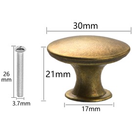 Anhoer 12PCS Kitchen Cupboard Knobs 30MM Kitchen Door Knobs Mushroom Vintage Drawer Knobs Brass Round Pull Handles Drawer Handles Cupboard Handles Chrome Knobs for Furniture Wardrobes Bathroom