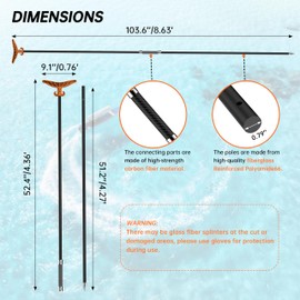 itayak 8.63'/12.3' Shallow Water Anchor Pole, Island Anchor with T-Handle, 2 Piece High Strength Fiberglass Reinforced Polyamide66, Orange (Gloves Included) (8.63 ft)