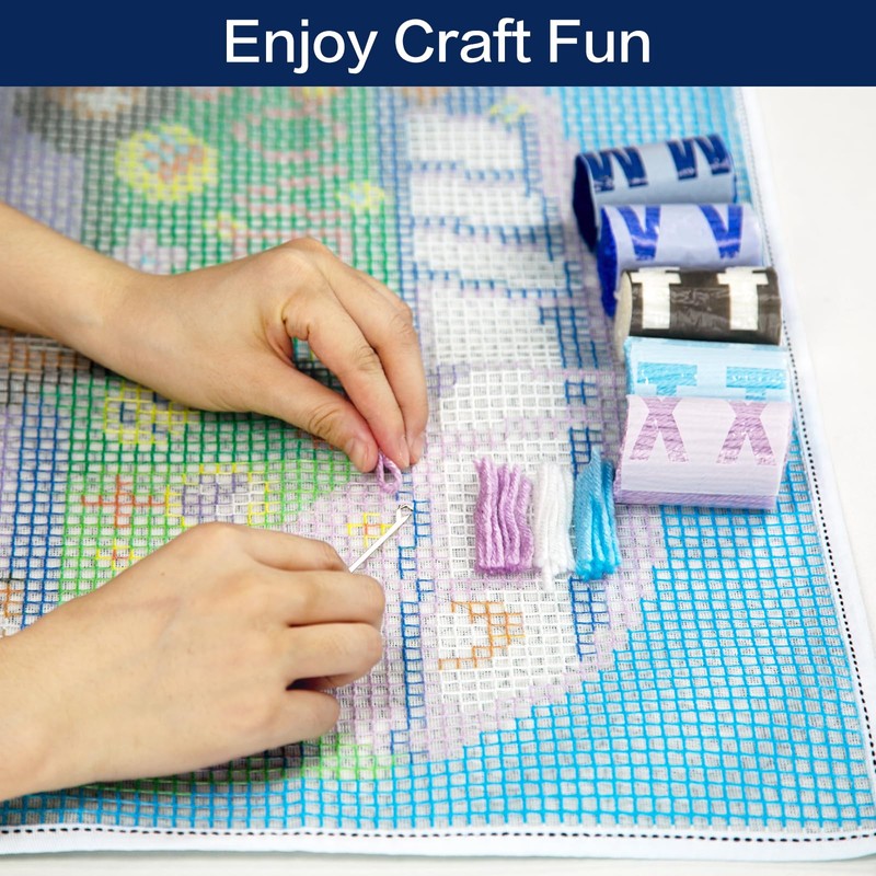 LAPATAIN Latch Hook Kits DIY Crochet Yarn Kits,Cross Carpet Embroidery