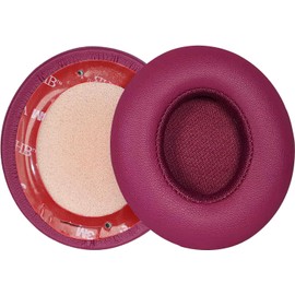 Solo3 Ear Pads Cushions Replacement for Beats Solo 2 & Solo 3 Wireless On-Ear Headphones, Ear Cushions Memory Foam Earpads with Soft Protein Leather (Brick Red)