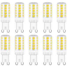 Maelsrlg G9 LED Bulb Dimmable, 40 Watt Equivalent, Daylight 6000K, T4 4W 400lm, G9 Bi-Pin Base Light Bulbs for Chandelier, Vanity, 10-Pack
