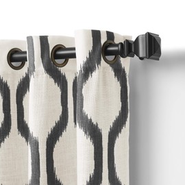 Elrene Home Fashions Renzo Ikat Geometric Linen Room Darkening Window Curtain Panel, 52" x 95" (1, Black