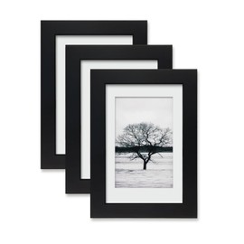 EGOFINE 6x4 Photo Frames Black Set of 3,Wooden Frames Matted for 3.5x5/4x6inch Pictures,6x4 Picture Frames for Tabletop and Wall Mounting,10x15cm Small frames for Portrait, Printing, Landscape