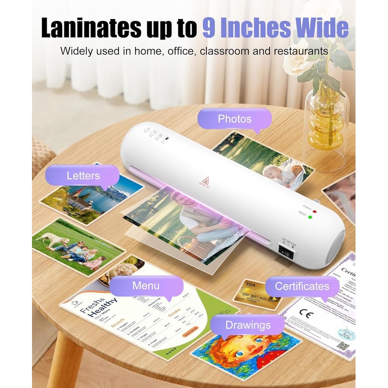 A4 Laminator Machine,9 Inch Small Laminating Machine,Thermal Laminator Dual Hot