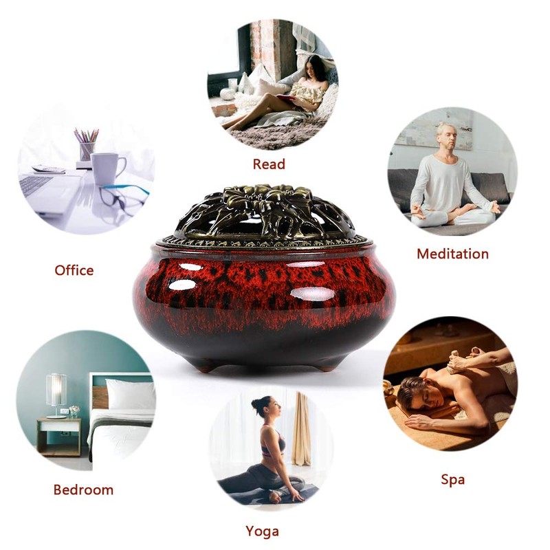 LamDawn Incense Burner with Calabash Incense Stick Holder - Porcelain