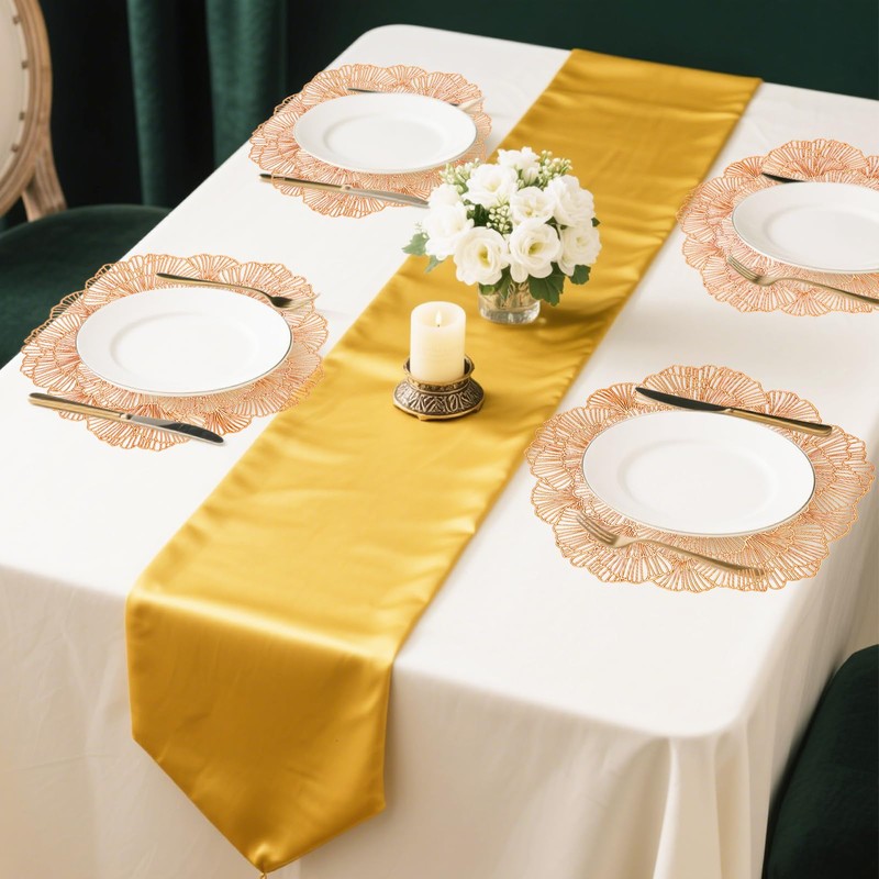 MuuXii Round Placemats Set of 4 Rose Gold Flower Tablemats