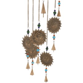 Deco 79 24288 Alluring Metal Glass Sun Wind Chime, 7" W x 36" H