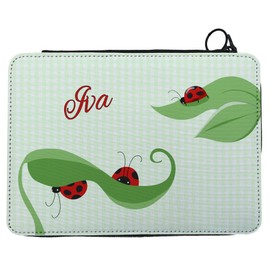 CreaDesign Children's Pencil Case with (Desired) Name, Unique Pencil Case by Personalisation, School Pencil Case - Ladybird Motif, Fm-1036