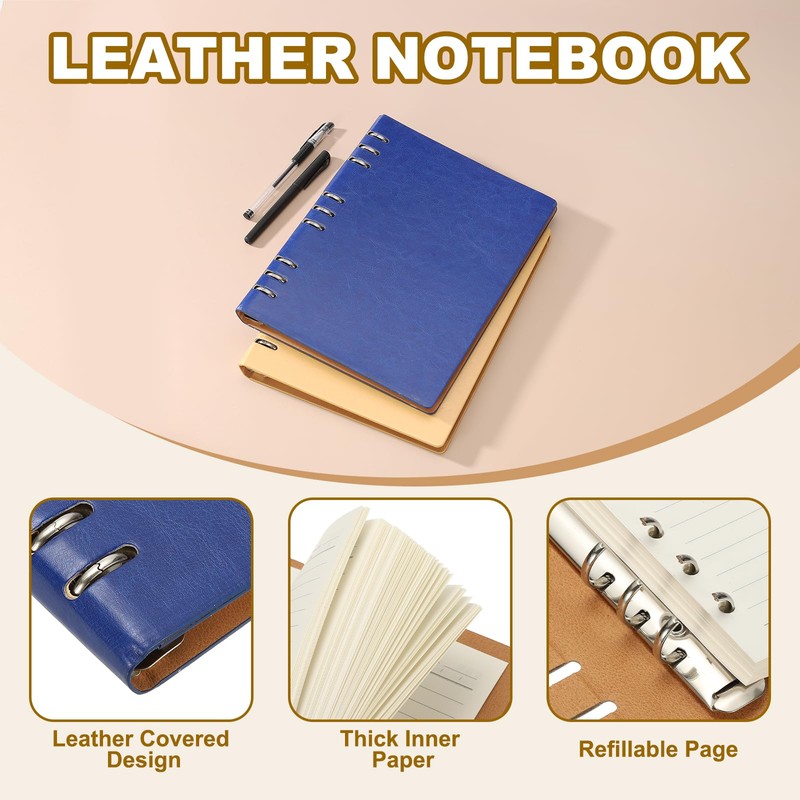 PATIKIL B5 Refillable Leather Notebook, 9 Ring Hardcover Binder Notebook