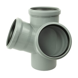 HT Pipe Double Junction PP DN 110 Double Connection 67° Form Piece Grey