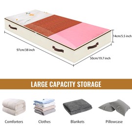 iwill CREATE PRO Set of 5 Clear Zipper Lid Under Bed Storage Bins Collapsible Underbed Storage Bags for Bedroom Closet Washable Beige