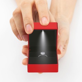 LED Ring Earring Box for Proposal, Wedding, Engagement， Luxury Jewelry Gift Box with LED Light, Jewellry Display Box (Red)