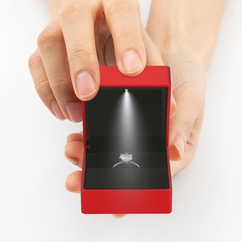 LED Ring Earring Box for Proposal, Wedding, Engagement， Luxury Jewelry