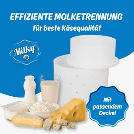 Milky Stampo per formaggio con coperchio pressato Ø 110 mm – Stampo per formaggio fai da te – Stampi per formaggio Camembert & crema di formaggio – Stampo per formaggio Feta di alta qualità in