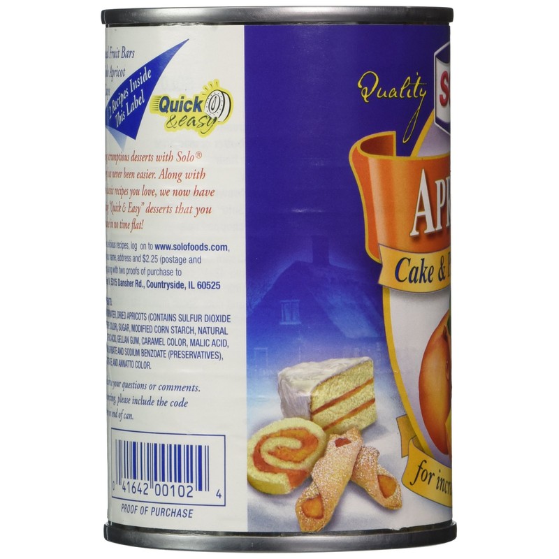 Solo Filling, Apricot, 12-Ounce Unit (Pack of 12)