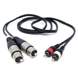 DRUT 1.5m Twin 2 x XLR Female Sockets to 2 x RCA Phono Male Plugs Shielded Stereo Audio Cable Compatible with Mixers, Amplifiers, Music Instruments (5ft.)