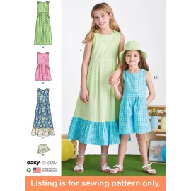 Simplicity SEWING PATTERN Girls Clothing Clothes Jumpsuit Romper Dress Hat Easy Teen 9617 - Girls 7-8-10-12-14
