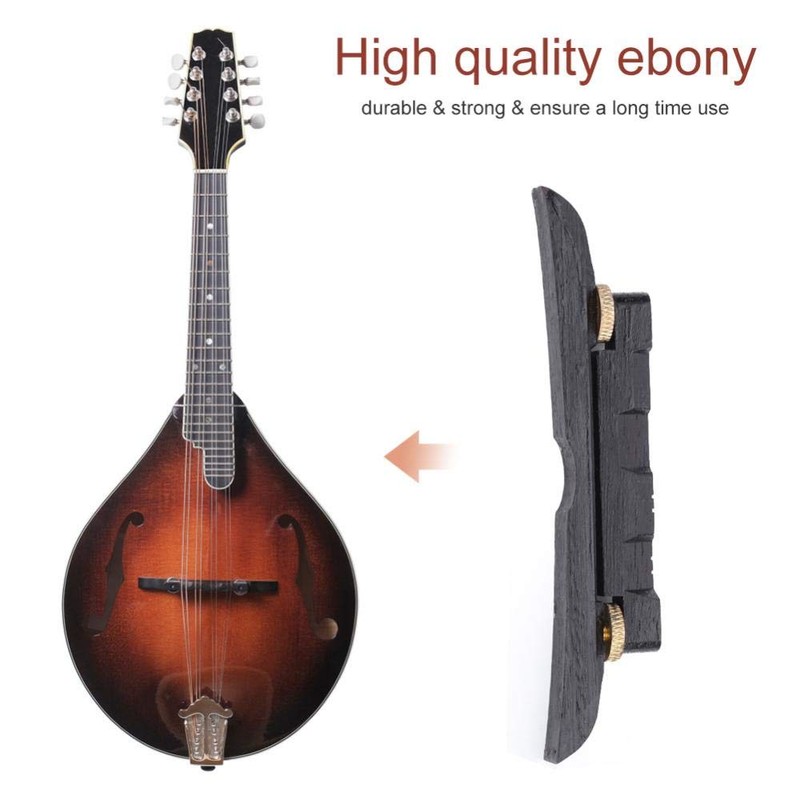 Mandolin Bridge, Adjustable Ebony Bridge Mandolin Instrument DIY Repair Parts