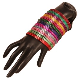 NEW! Touchstone Indian Bollywood "Metallic Colorful Bangle Collection" Magical 12 Vibrant Textured Colors Golden Glitters Designer Jewelry Bracelets Bangle. Set Of 144 For Women.