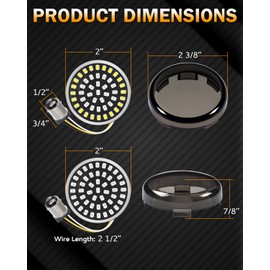 PBYMT 1157 Front Rear LED Turn Signals 1156 Bullet Turn Light Indicator 2 Inch Smoke Lens Cover Compatible for Harley Dyna Softail Touring Street Glide Road King 1986-2023