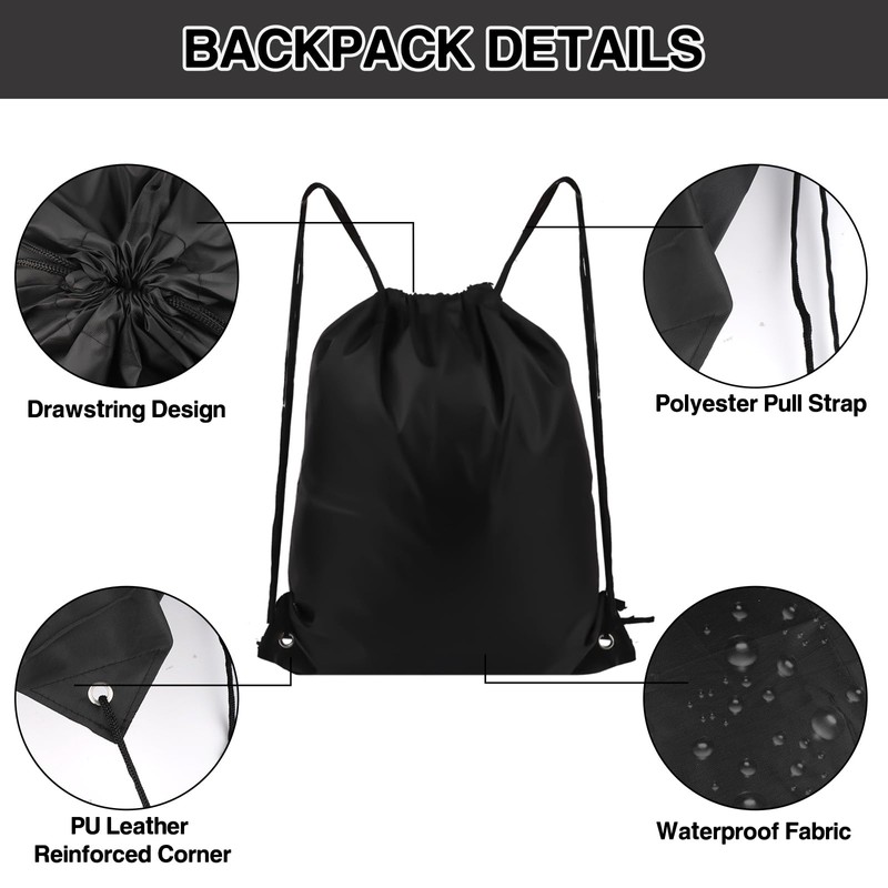 COIDEA Drawstring Backpack 6 Colors Drawstring Bags, Draw String Back
