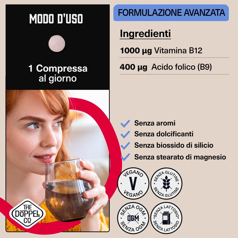 Vitamina B12 Vegana 1000 mcg + 400 mcg Acido Folico