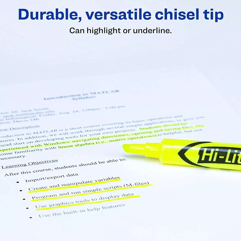 Avery Hi-Liter - Yellow Highlighter - Smear Safe Ink, Chisel