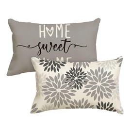 Artoid Mode Grey Dahlia Flowers Spring Cushion Covers Set of 2 30 x 50 cm Decorative Cushion Cover Couch Living Room Outdoor Decoration