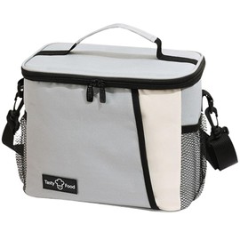 FAVORTALK Lunch Bag Grey Lunchbag Wide Open for Women Men Insulated Reusable Cool Bags Food Container with High Capacity for Work Travel Picnic Office Outdoor with Shoulder Strap - WCB41815