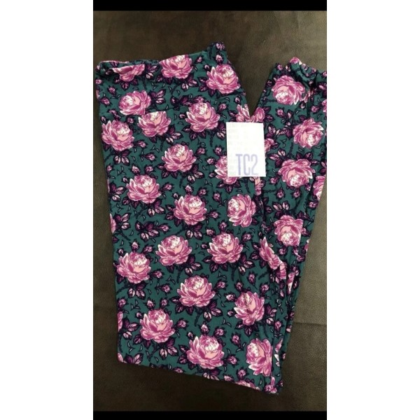 Lularoe TC2 Tall Curvy Leggings Plus 18+ Green Purple Blush