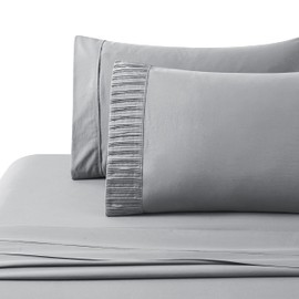 Marina Decoration Ultra Soft Silky Deep Pocket Solid Rayon from Bamboo All Season 6 Pieces Sheet Set with 4 Pillowcases, Grey Color Queen Size