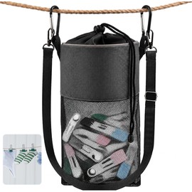 1PCS Peg Bag for Washing Line with Strap 64PCS Stainless Steel Clothes Pegs