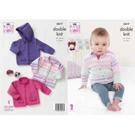 King Cole 5417 Knitting Pattern Baby Cardigans in Cherish DK and Cherished DK,Multicolor,14" - 22" (36cm - 56cm) Chest.