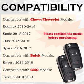 SUPALAND Remote Key Fob Replacement Fits for GMC Terrain 2010-2020 2021 Chevy Equinox 2010-2019 Sonic 2012-2017 Spark 2016-2017 Trax 2015-2018 Buick Encore 2014-2018 Keyless Entry Remote OHT01060512