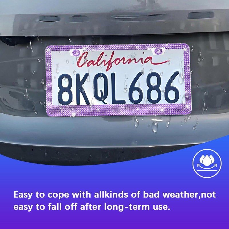 2 Pack 12.2 x 6.7 Inch License Plate Frames, Purple
