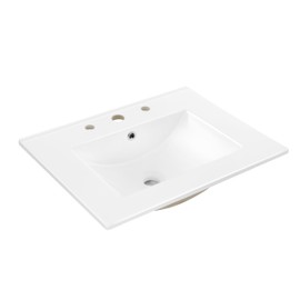 JONATHAN Y SNK1001A Ancillary 3-Hole 24 in. W x 18.25 in. D Classic Contemporary Rectangular Ceramic Single Sink Basin Vanity Top, White
