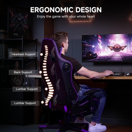GTPLAYER Gaming Chair,Gamer Chair with Bluetooth and Adjustable Backrest,Seat Height Adjustable Computer Chairs with 3D Armrests,Video Game Chair with Footrest Speakers (Purple)