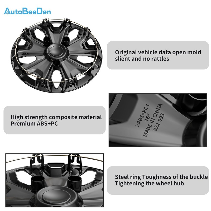 AutoBeeDen 4-Pack Hubcaps Wheel Covers Compatible with Ford Transit 150/250
