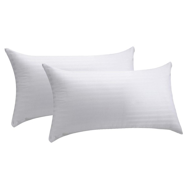Pikolin Home fa774pcpk070bla Pack of 2 Pillowcases Ticking, Cotton, White,