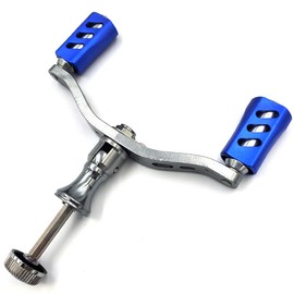 VISPREA YU230 Double Handle Aluminum Alloy Spinning Reel Handle Reel Parts 4.3 inches (111 mm) Compatible with DAIWA Hexagonal Fixed Aluminum Alloy Body Metal Knob Custom Parts Replacement (Blue)
