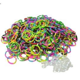 BlueDot Trading 600-Piece Do-It-Yourself Bracelet Kit Refill Pack, Includes Rubber Band and S-Clips for Loom Art/Kids Craft with Rainbow, Tie-Dye