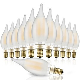 Hizashi Frosted Candelabra Light Bulbs 60 watt LED Dimmable, E12 Candelabra Bulb 2700K Soft White, Flame Tip CA11, Chandelier Light Bulbs 90+CRI, 550LM, UL Listed, 12 Pack