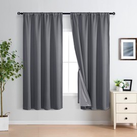 XWZO - cortina oscurecedora extra ancha con bolsillo para barra, forro negro con aislamiento térmico, reducción de ruido y bloqueo de calor para ventanas de salón y estudio con alzapaños, gris oscuro,