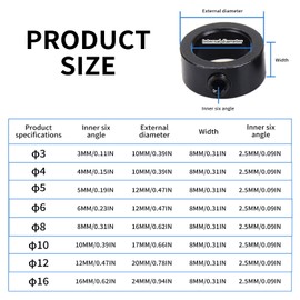 8 PCS Locator Rings for Woodworking 3 to 16mm Sizes with Hex Wrench, Step Drill Bit Depth Stop Collar Set, Consistent Drilling and Depth Limiting, Depth Stop, Woodworking Accessories Black